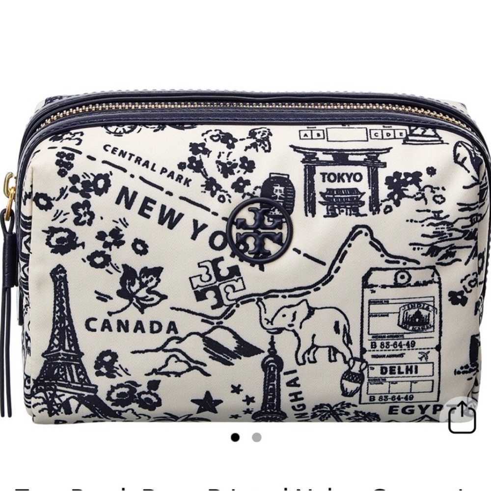 NWT Tory Burch Navy Destination Cosmetics Bag